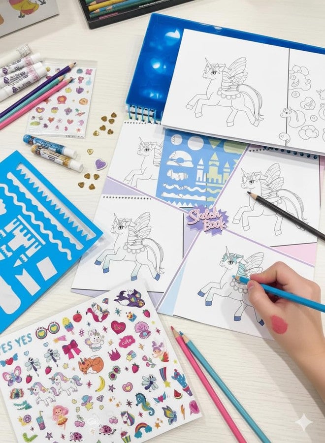 STRIDERS كتاب رسم وحيد القرن من ستريدرز - مجموعة رسم إبداعية للأطفال، مثالية للرسم والتخطيط والتعبير عن الخيال، مما يساعد على تطوير المهارات الفنية والإبداع. - Image 3